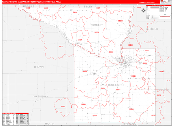 Mankato-North Mankato Metro Area Wall Map